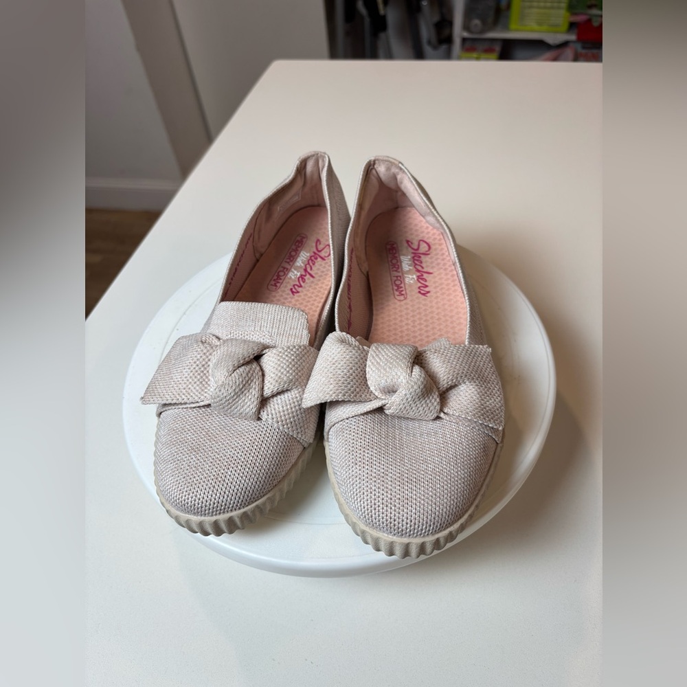 Skechers Womens Cleo Maya Blush Memory Foam Wide Fit Flats